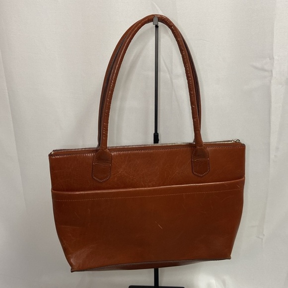 HOBO The Original Leather Zip Top Dual Handle Tote Bag British Brown - Picture 1 of 8